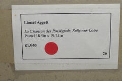 PINTURA ORIGINAL A PASTEL de Lionel Aggett c. 1995 Amanecer en el Loira FRANCIA