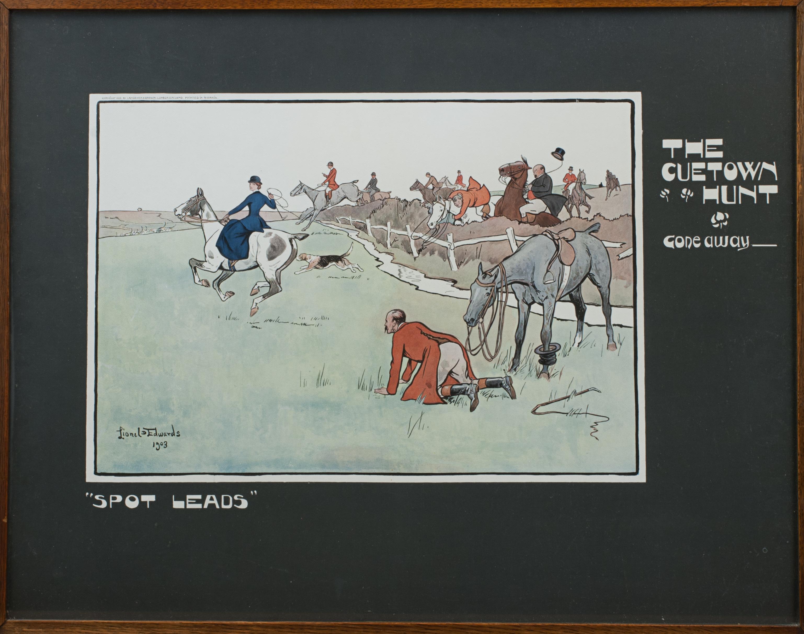 Papier Lionel Edwards « The Cuetown Hunt », estampes de billard en vente
