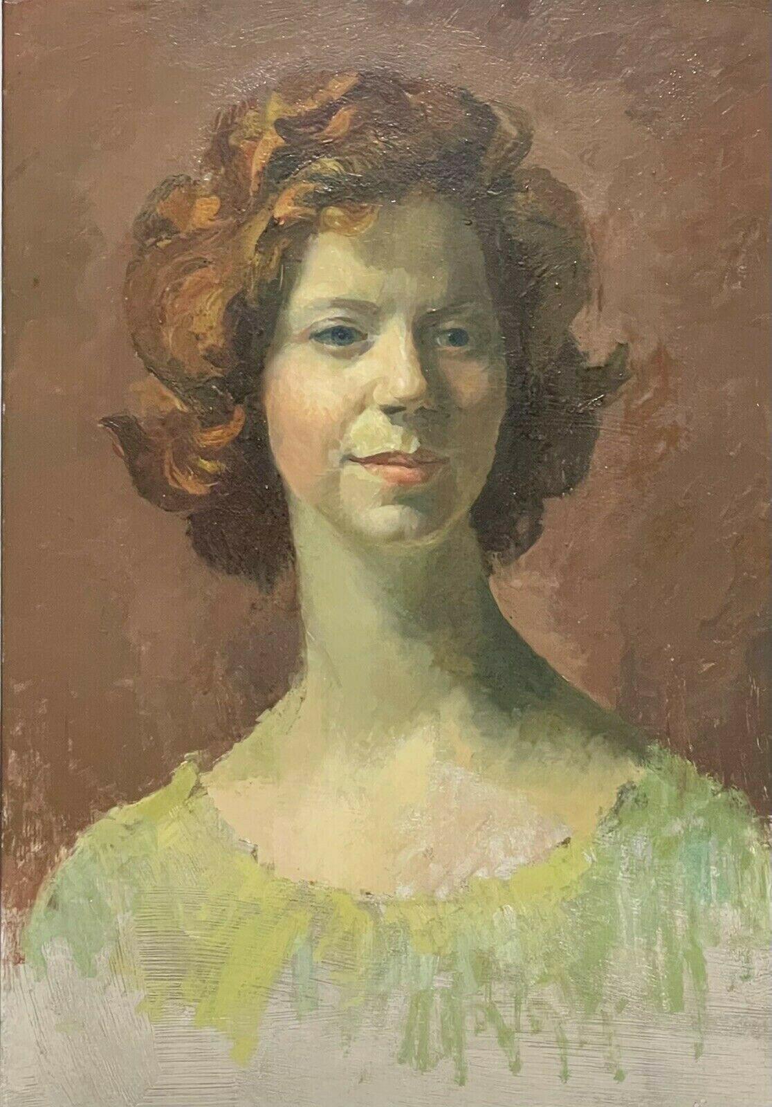 LIONEL ELLIS (1903-1988) MODERN BRITISH OIL PAINTING - PORTRAIT OF YOUNG WOMAN - Painting by Lionel Ellis