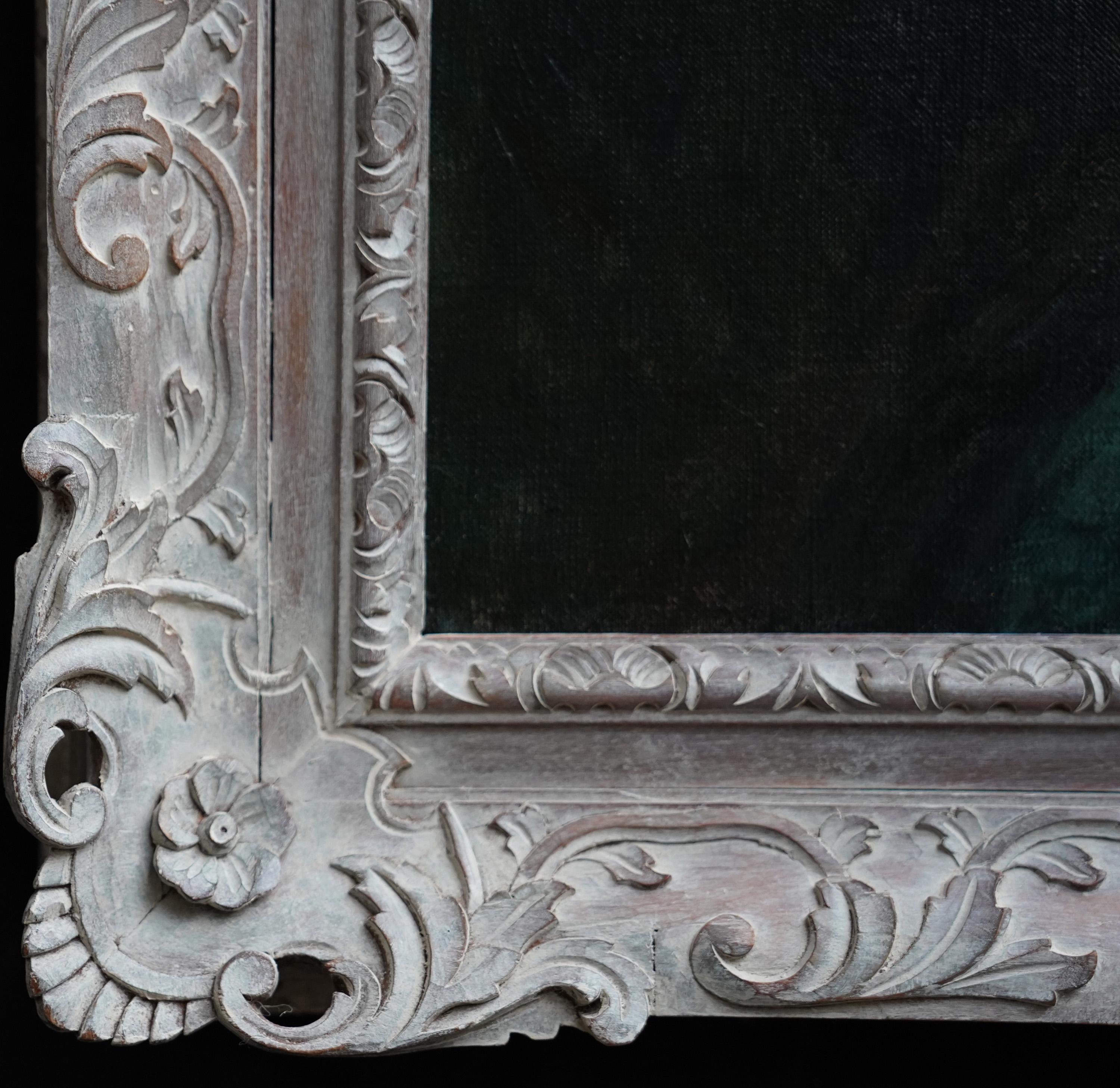 Retrato de una chica sentada vestida de azul - pintura al óleo retrato de arte británico de los años 30 en venta 4