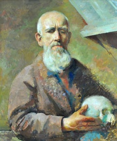 Self Portrait with Skull - Large Mid 20th Century Post Impressionist Painting