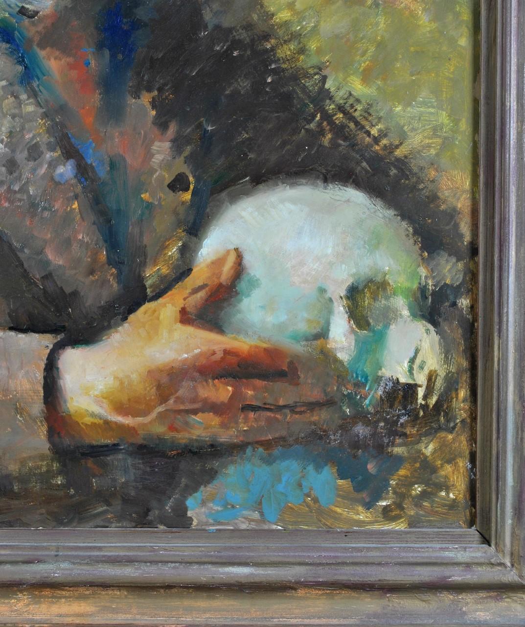 Self Portrait with Skull - Large Mid 20th Century Post Impressionist Painting 2