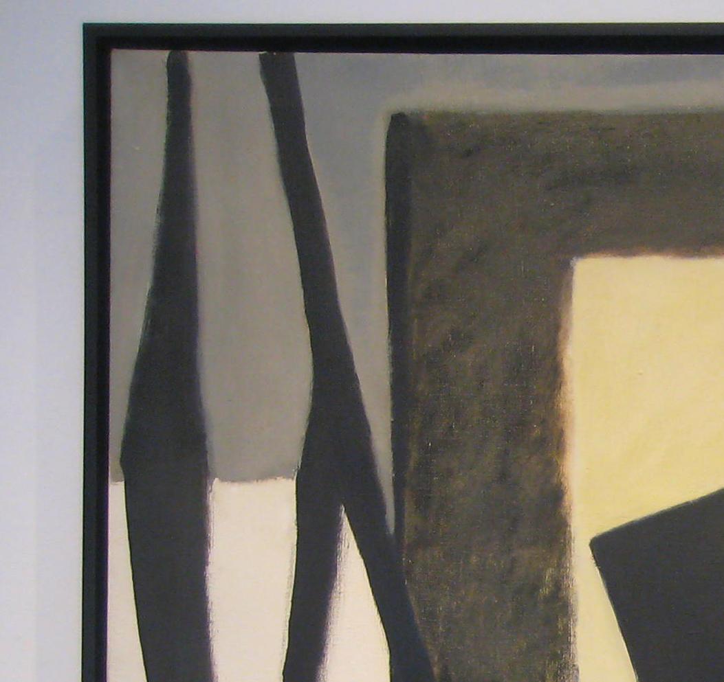 Blue on the Side: Abstract, Cubist Style Still Life Oil Painting c. 1965 - Black Still-Life Painting by Lionel Gilbert