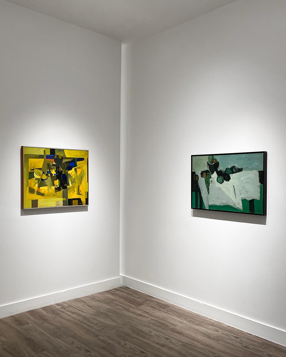 Dark Zone (Abstract, Cubist Still Life Painting in Yellow, Blue & Black) 1