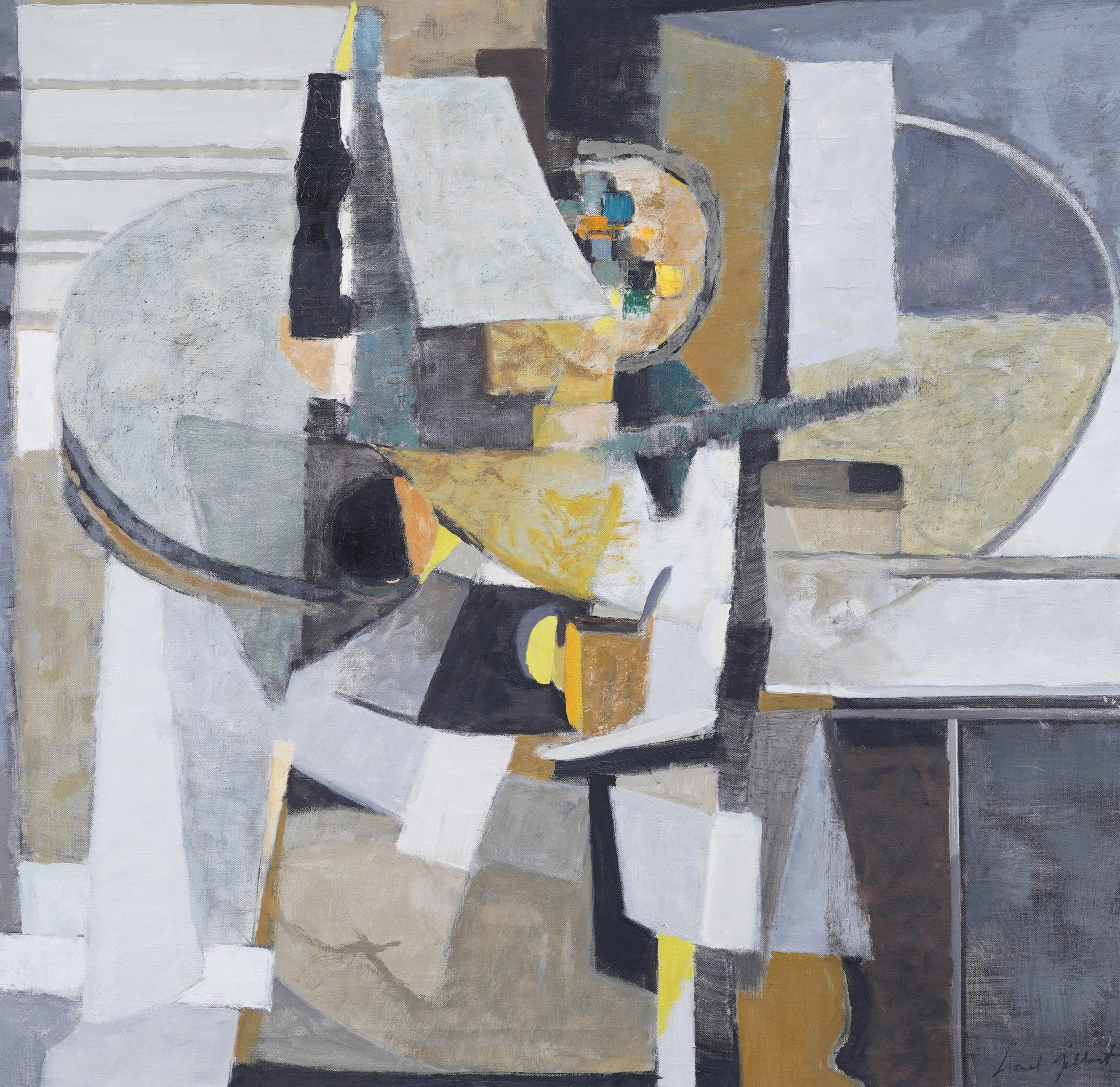 Large Antique American Modernist Still Life Abstract Cubist Signed Oil Painting 2