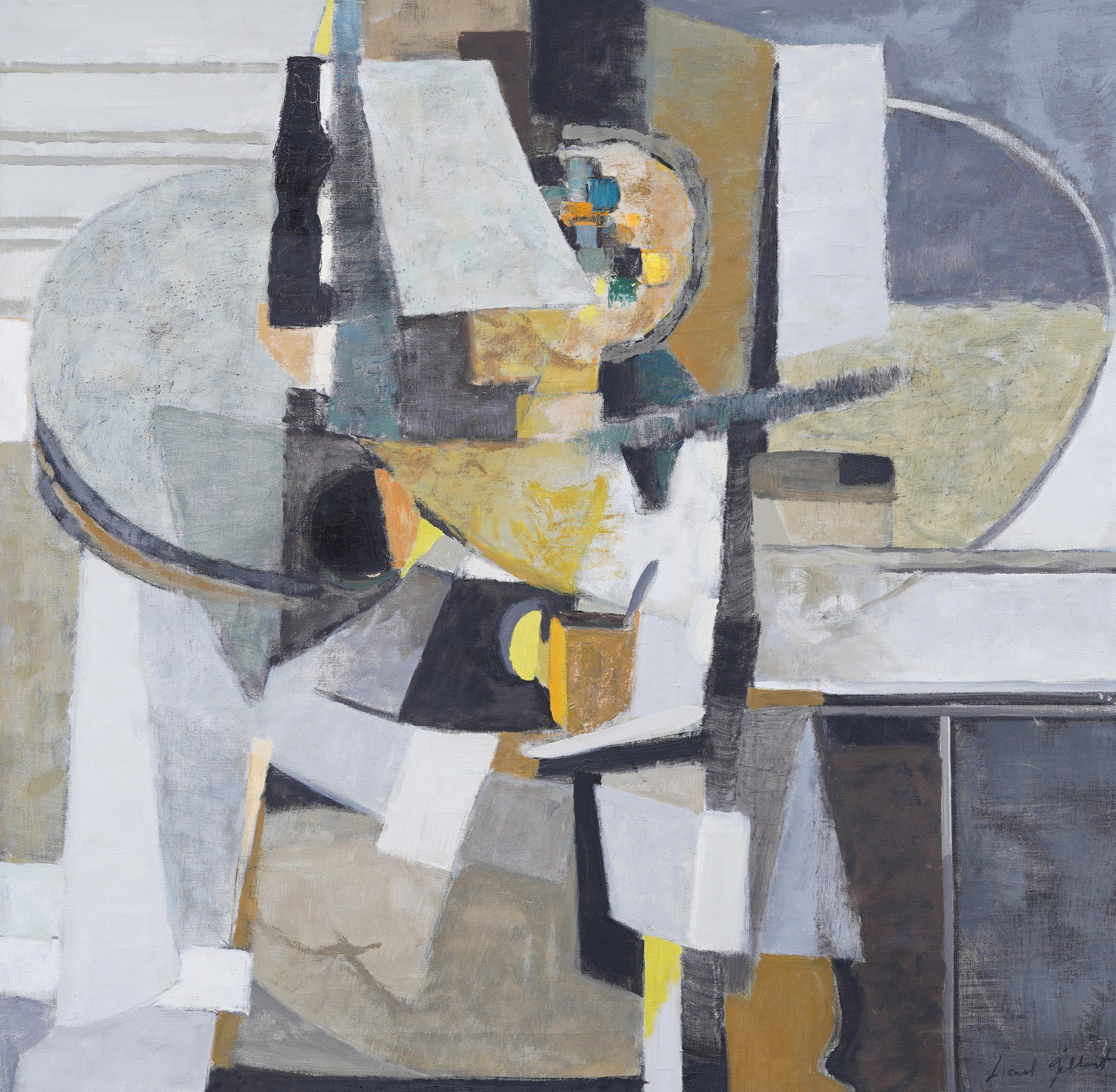 Large Antique American Modernist Still Life Abstract Cubist Signed Oil Painting 3