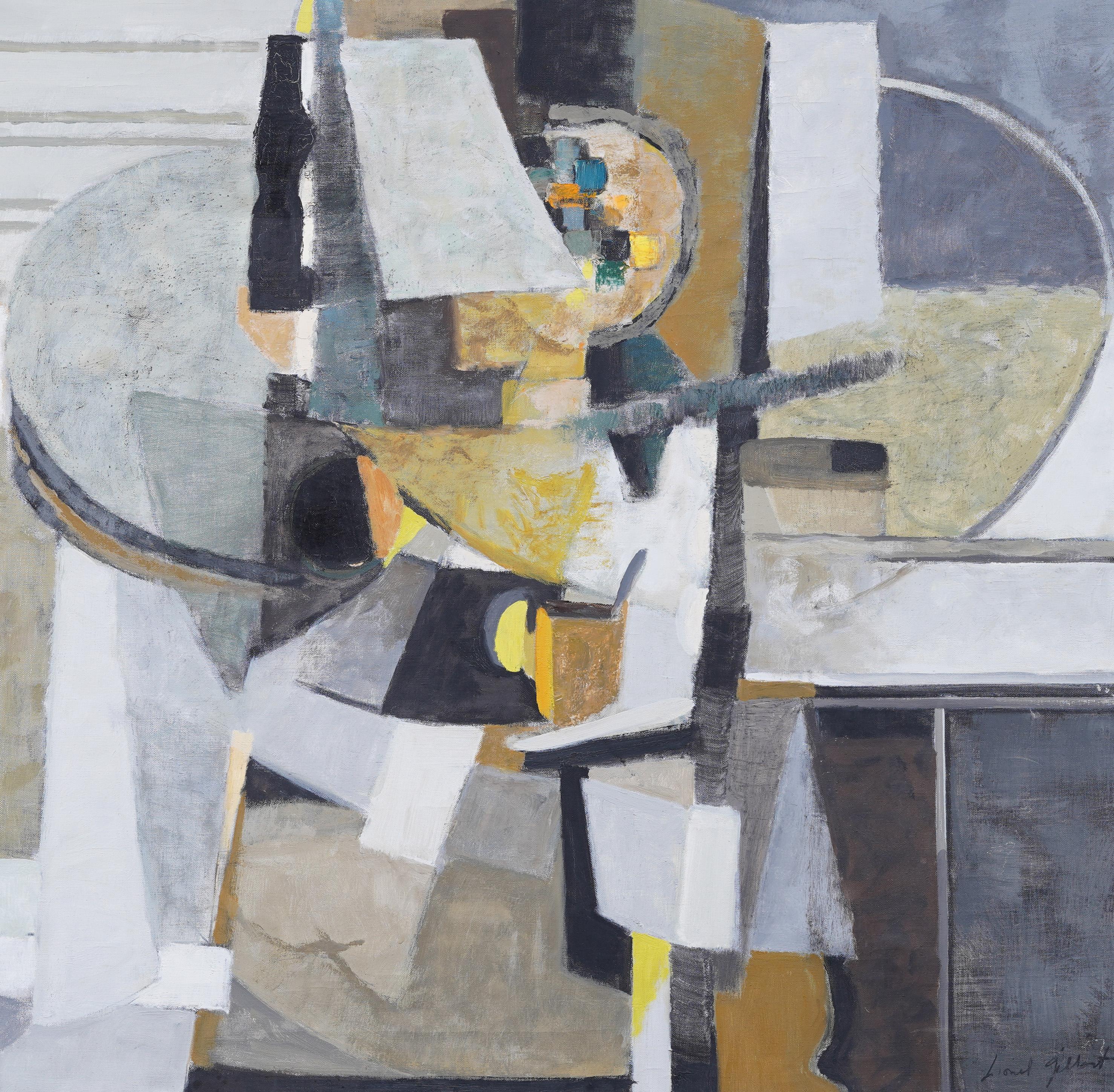 Large Antique American Modernist Still Life Abstract Cubist Signed Oil Painting 4