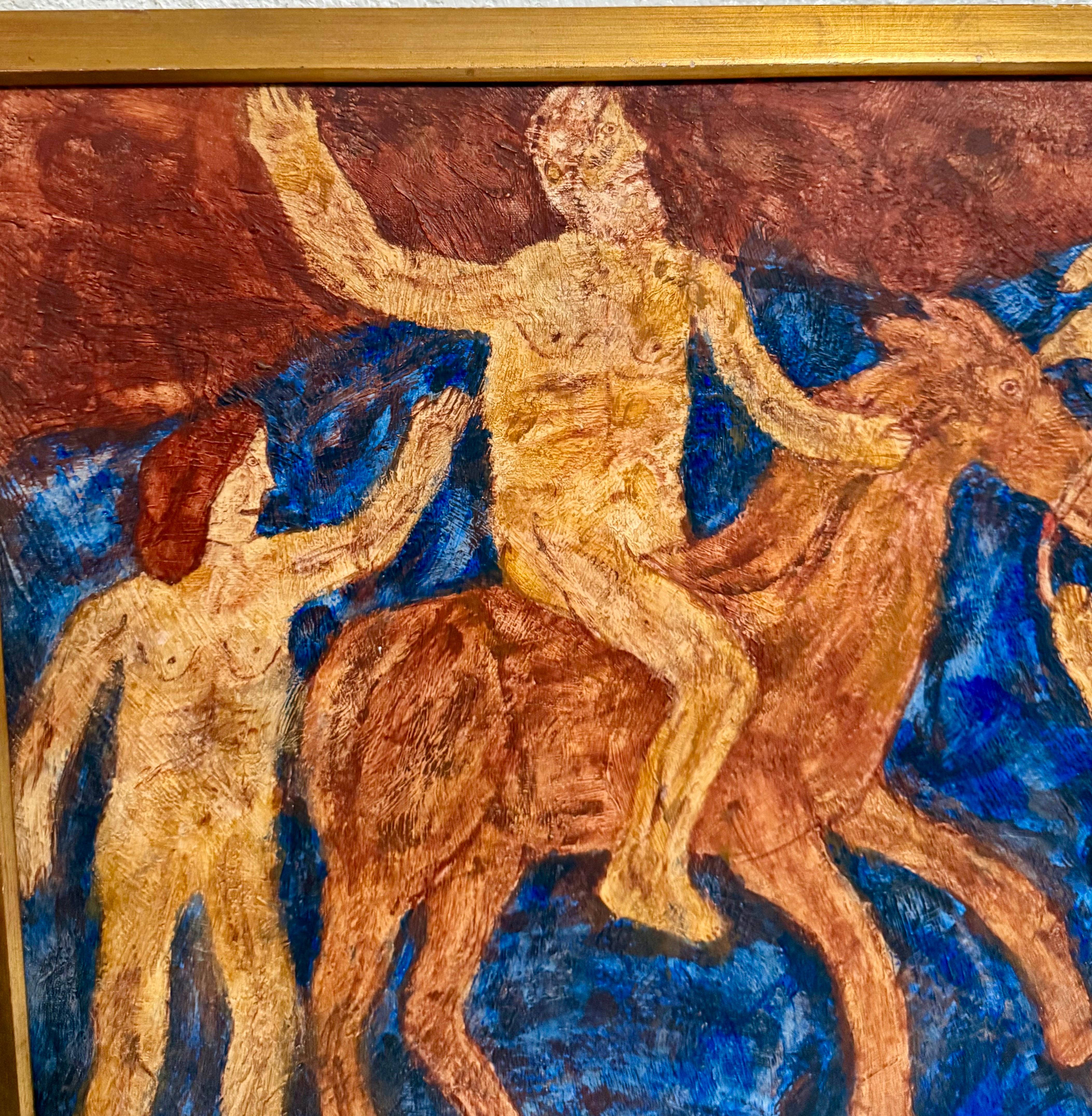 Surrealist Ölgemälde Zirkuspferd Szene Lionel Kalish Fantasie Szene New York im Angebot 12