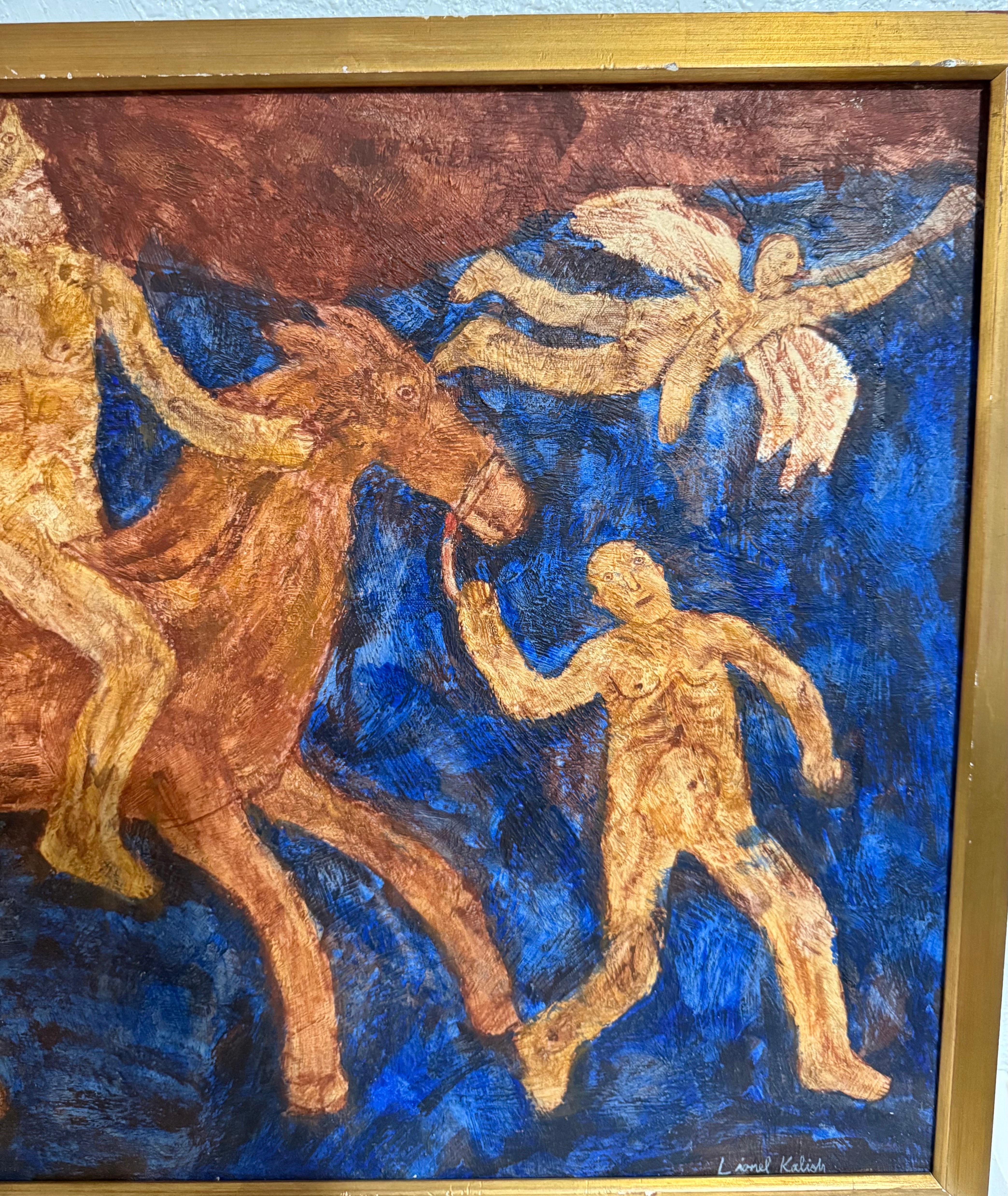 Surrealist Ölgemälde Zirkuspferd Szene Lionel Kalish Fantasie Szene New York im Angebot 3