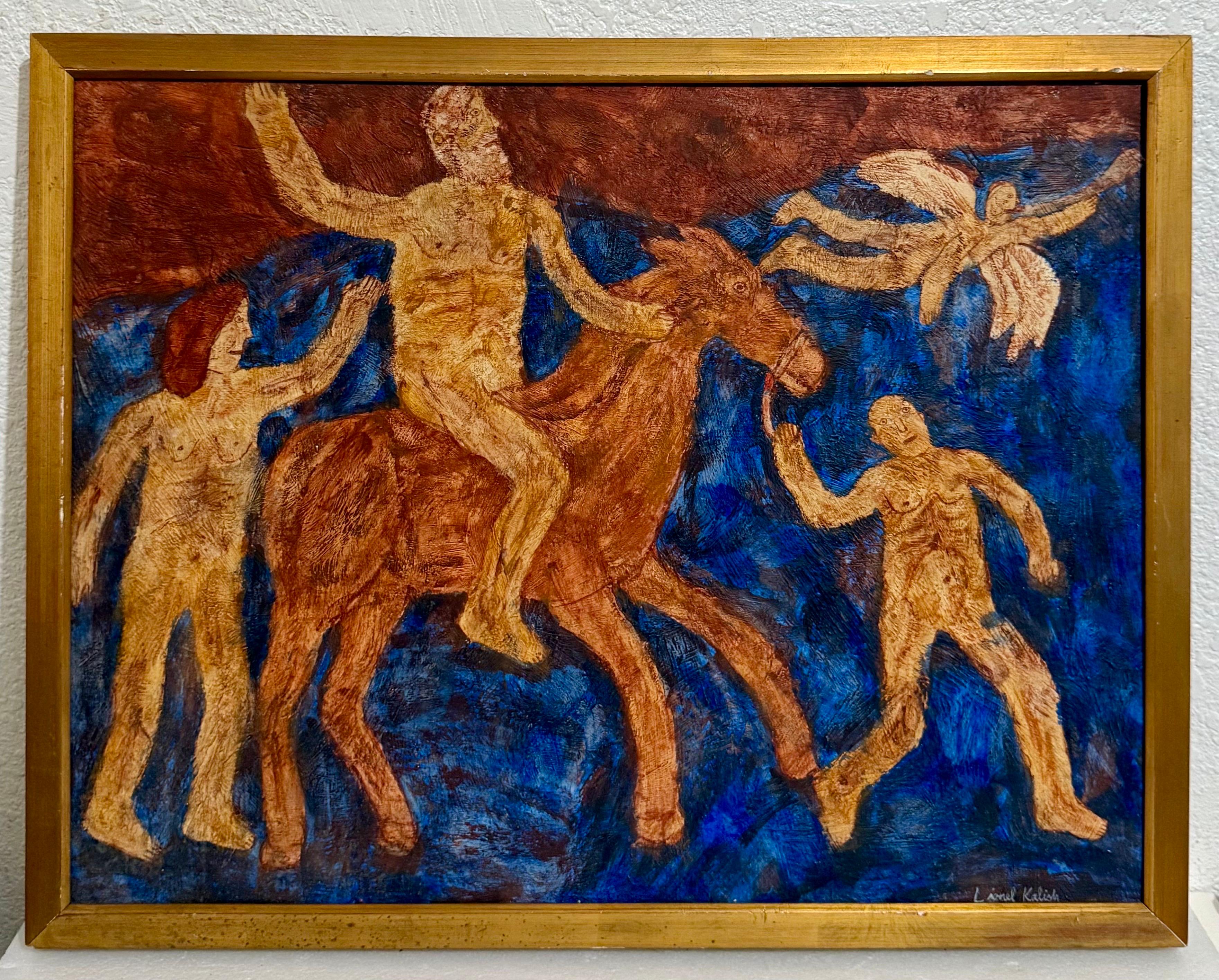 Surrealist Ölgemälde Zirkuspferd Szene Lionel Kalish Fantasie Szene New York im Angebot 4