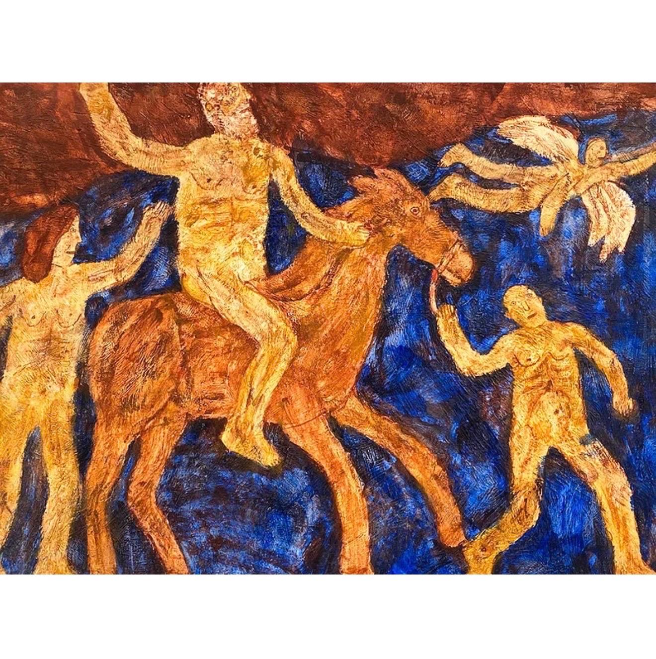 Surrealist Ölgemälde Zirkuspferd Szene Lionel Kalish Fantasie Szene New York im Angebot 7