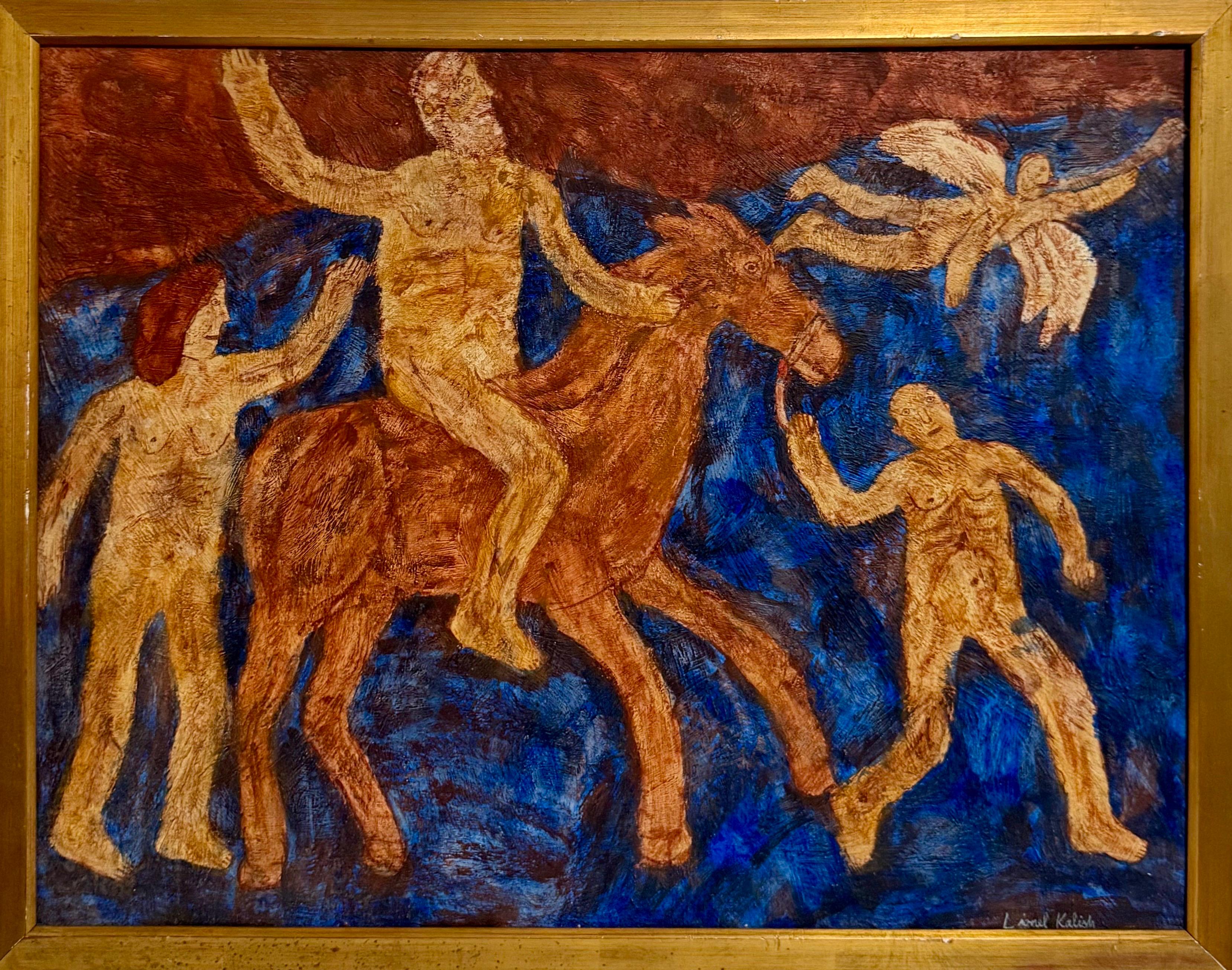 Surrealist Oil Painting Circus Horse Scene Lionel Kalish Fantasy Scene New York