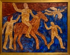 Surrealist Oil Painting Circus Horse Scene Lionel Kalish Fantasy Scene New York