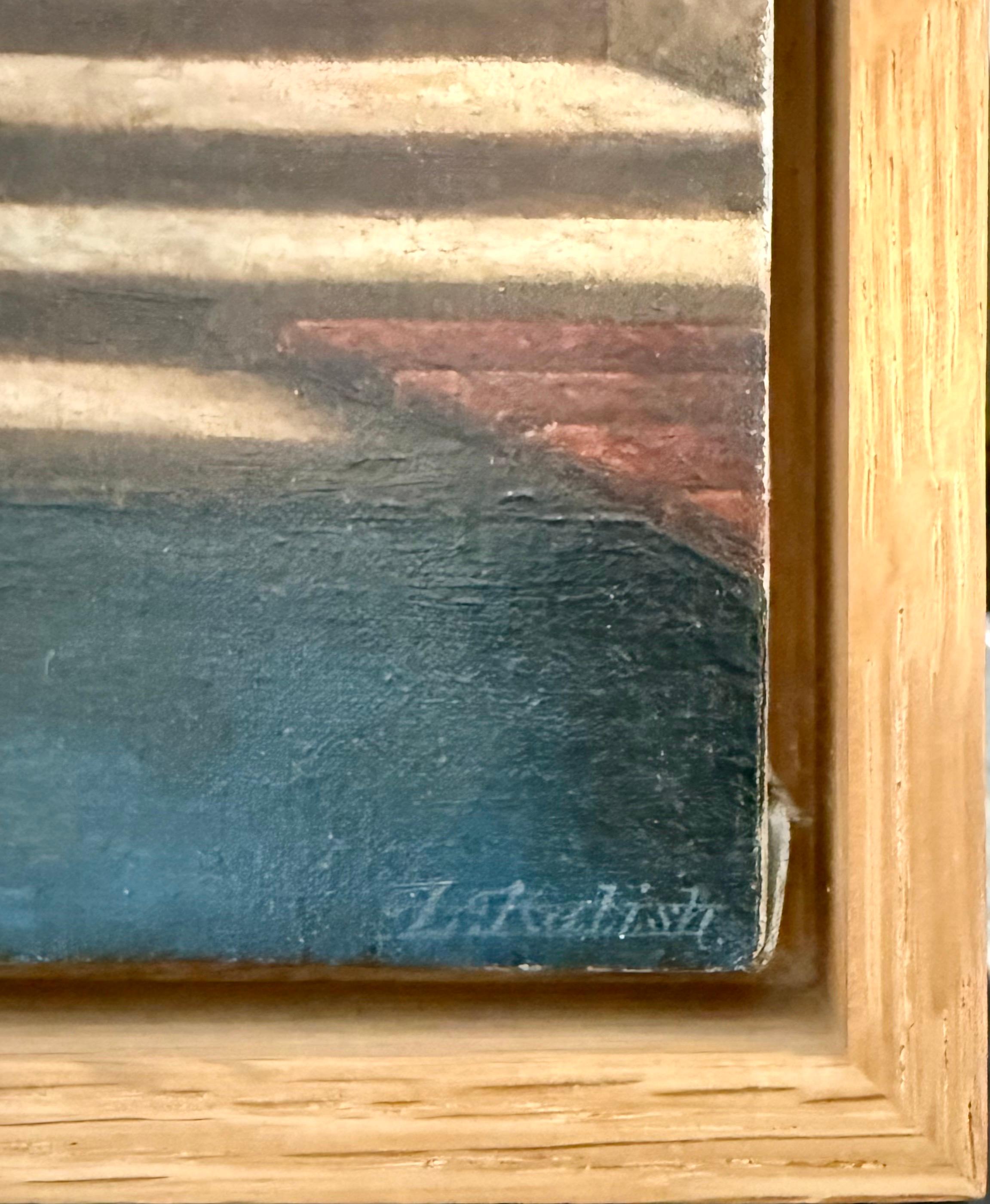 Peinture à l'huile surréaliste - Réalisme magique - Lionel Kalish - Maison italienne - Scène fantastique en vente 10
