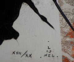 Abstract Composition with Yellow and Black - Original etching, Handsigned