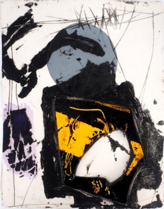 Lionel PEROTTE - Abstrait : jaune - Gravure originale, signée à la main