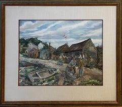 "Lobstermen in Gloucester, Mass." Lionel Reiss WPA Social Realism Fishermen