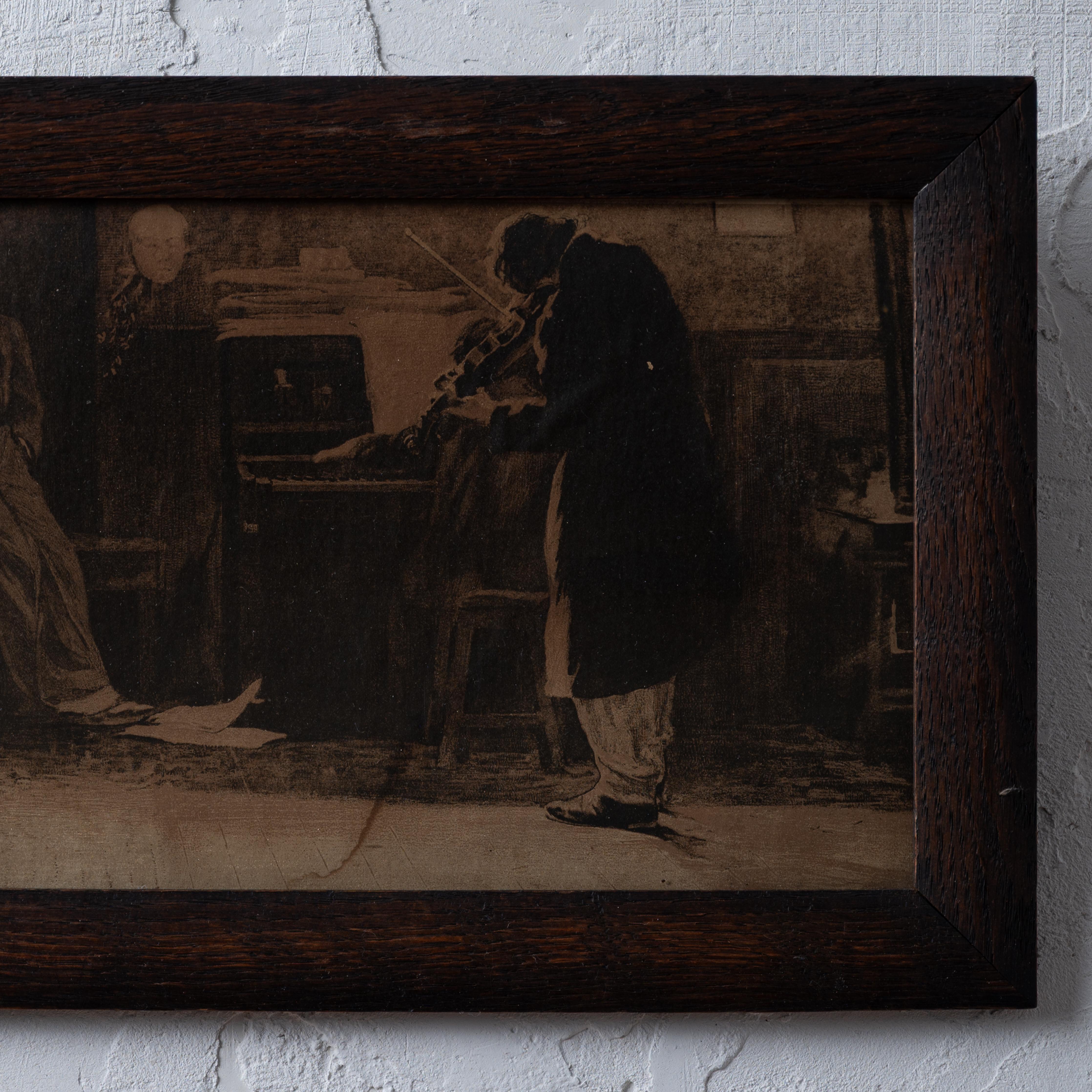 Lionello Balestrieri - Beethoven Kreutzer-Sonate Lithographie, um 1900 (Glas) im Angebot