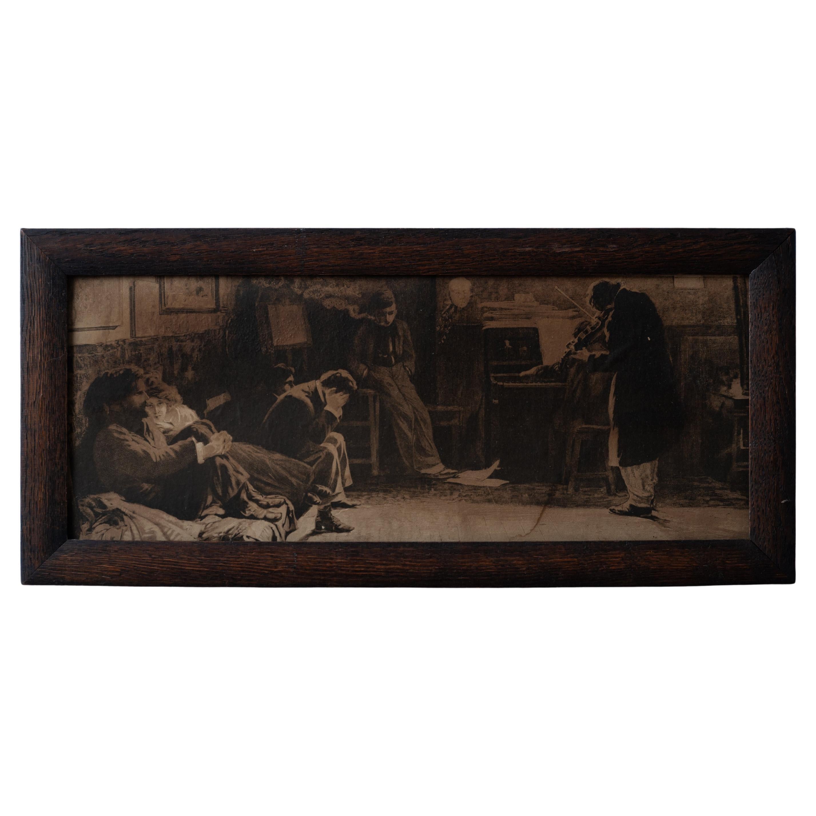 Lionello Balestrieri - Beethoven Kreutzer-Sonate Lithographie, um 1900 im Angebot