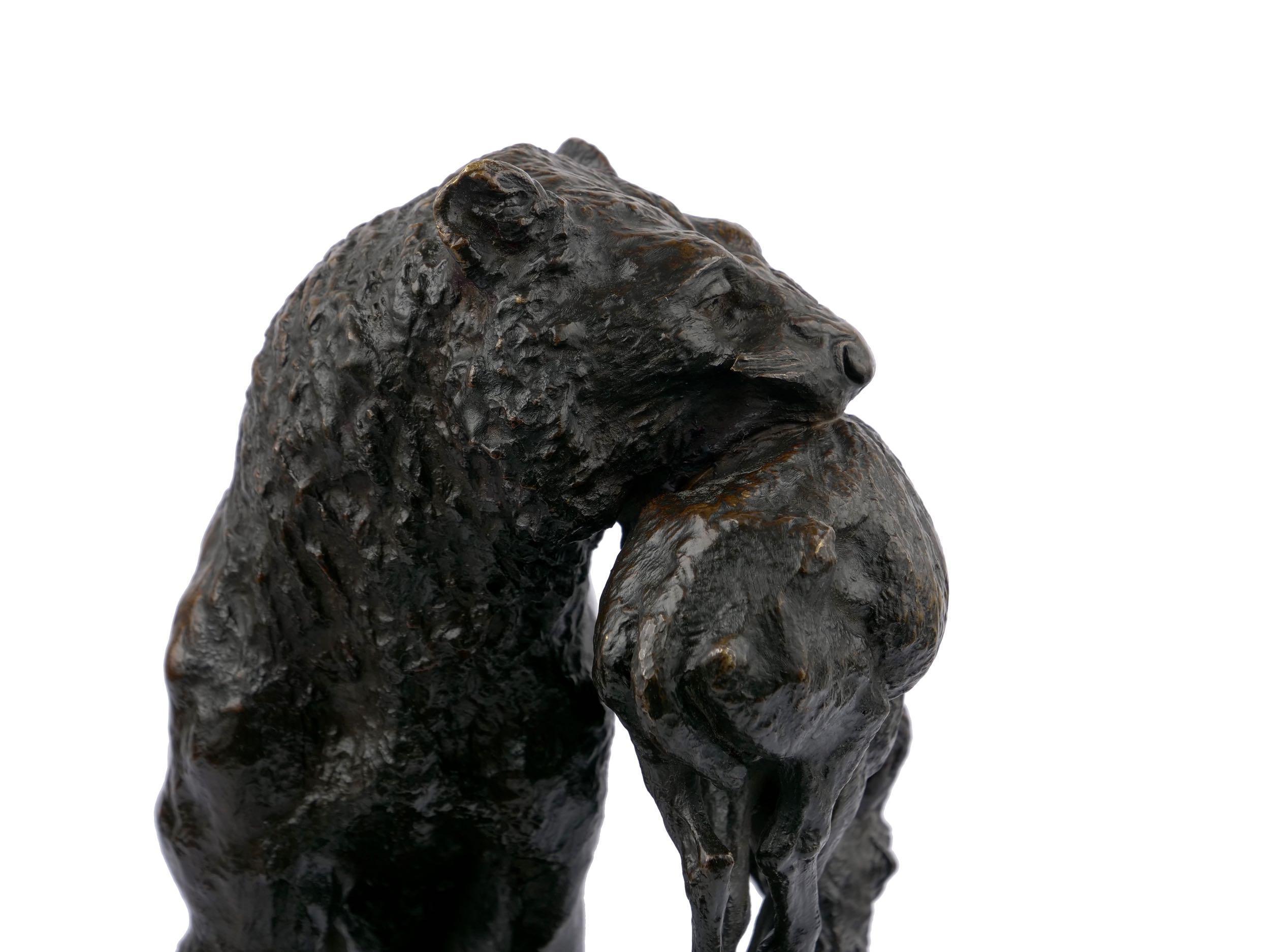 “Lioness Carrying an Antelope” French Bronze Sculpture by Christophe Fratin 4