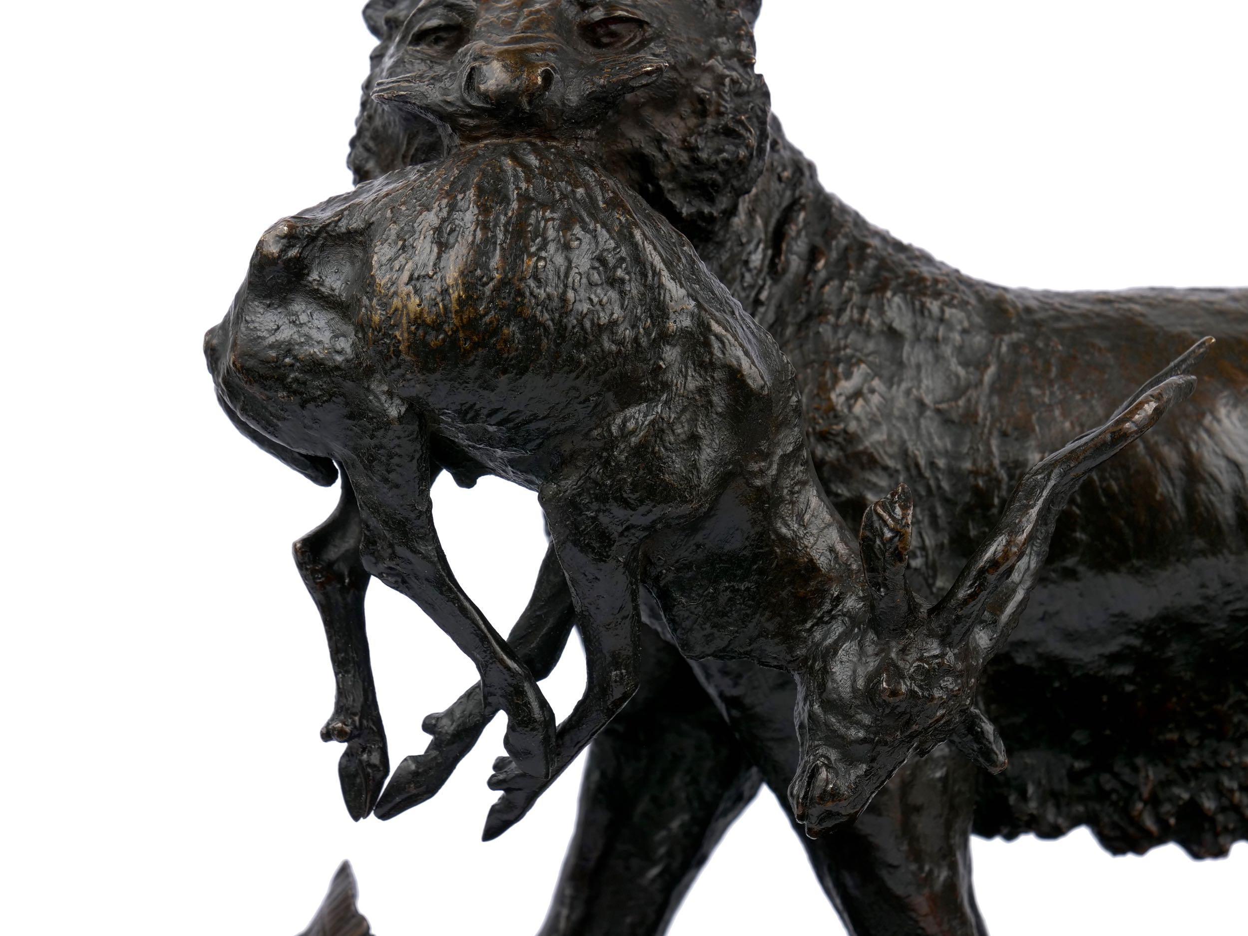“Lioness Carrying an Antelope” French Bronze Sculpture by Christophe Fratin 5
