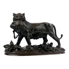 “Lioness Carrying an Antelope” French Bronze Sculpture by Christophe Fratin