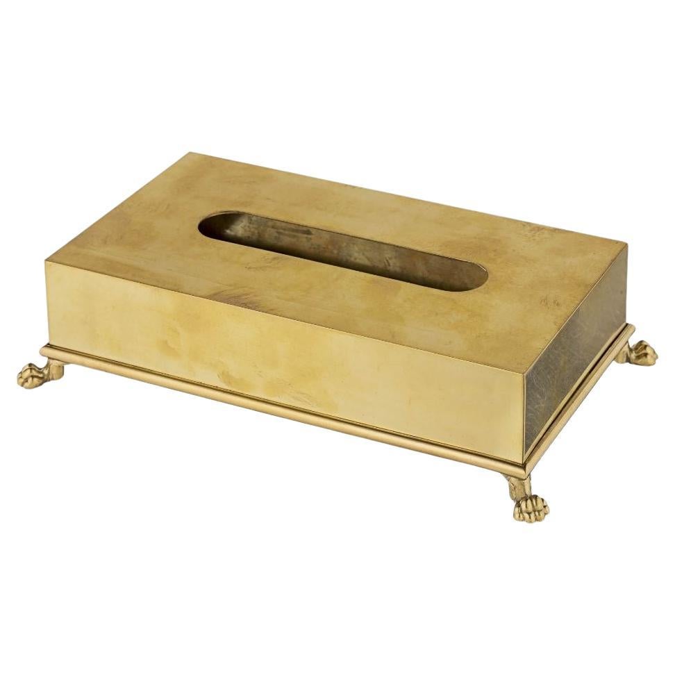 Rectangular brass kleenex box For Sale