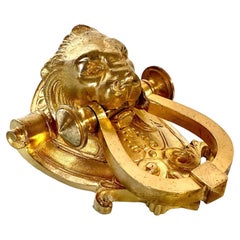 19th Century Lion's Head Door Knocker in Gilt Bronze