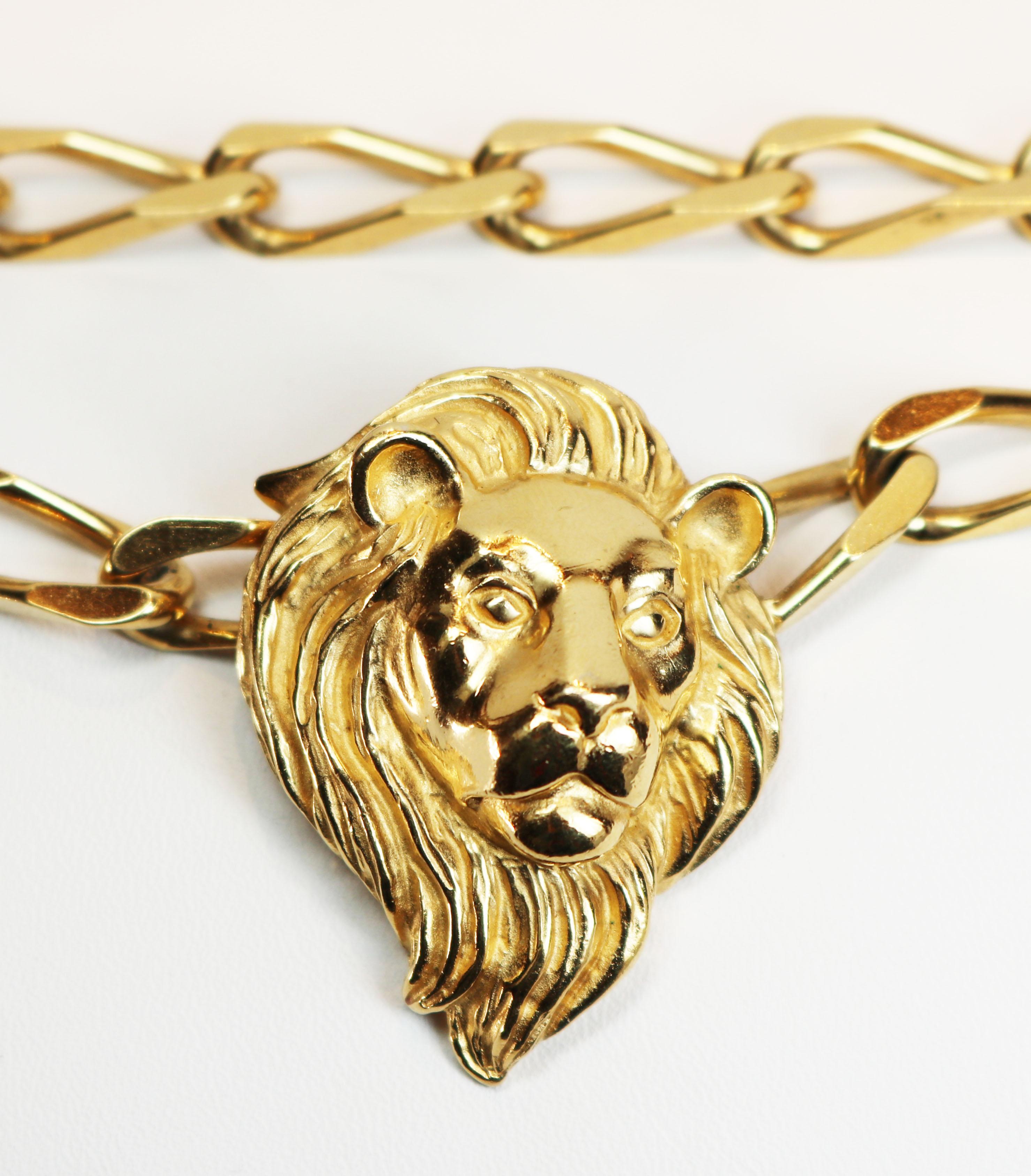 Art Nouveau Lions Head Necklace For Sale