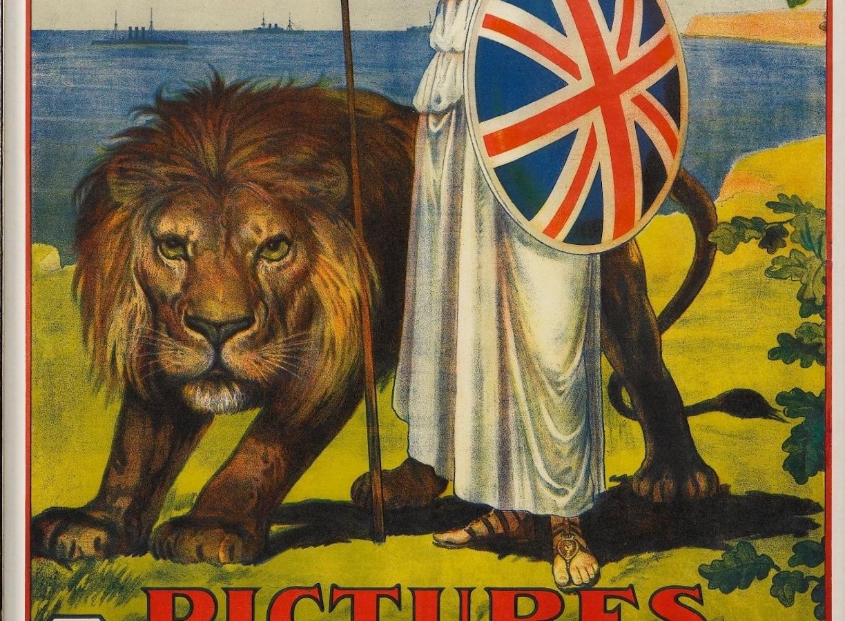 Carta Poster cinematografico d'epoca della Lions Head Pictures, circa 1911 in vendita