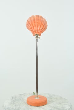 Lion's Paw Table Lamp in Chrome & Terra Cotta w/ Scallop Shell Shade [In Stock]
