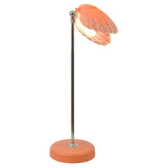 Lion's Paw Table Lamp in Chrome & Terra Cotta w/ Scallop Shell Shade [In Stock]