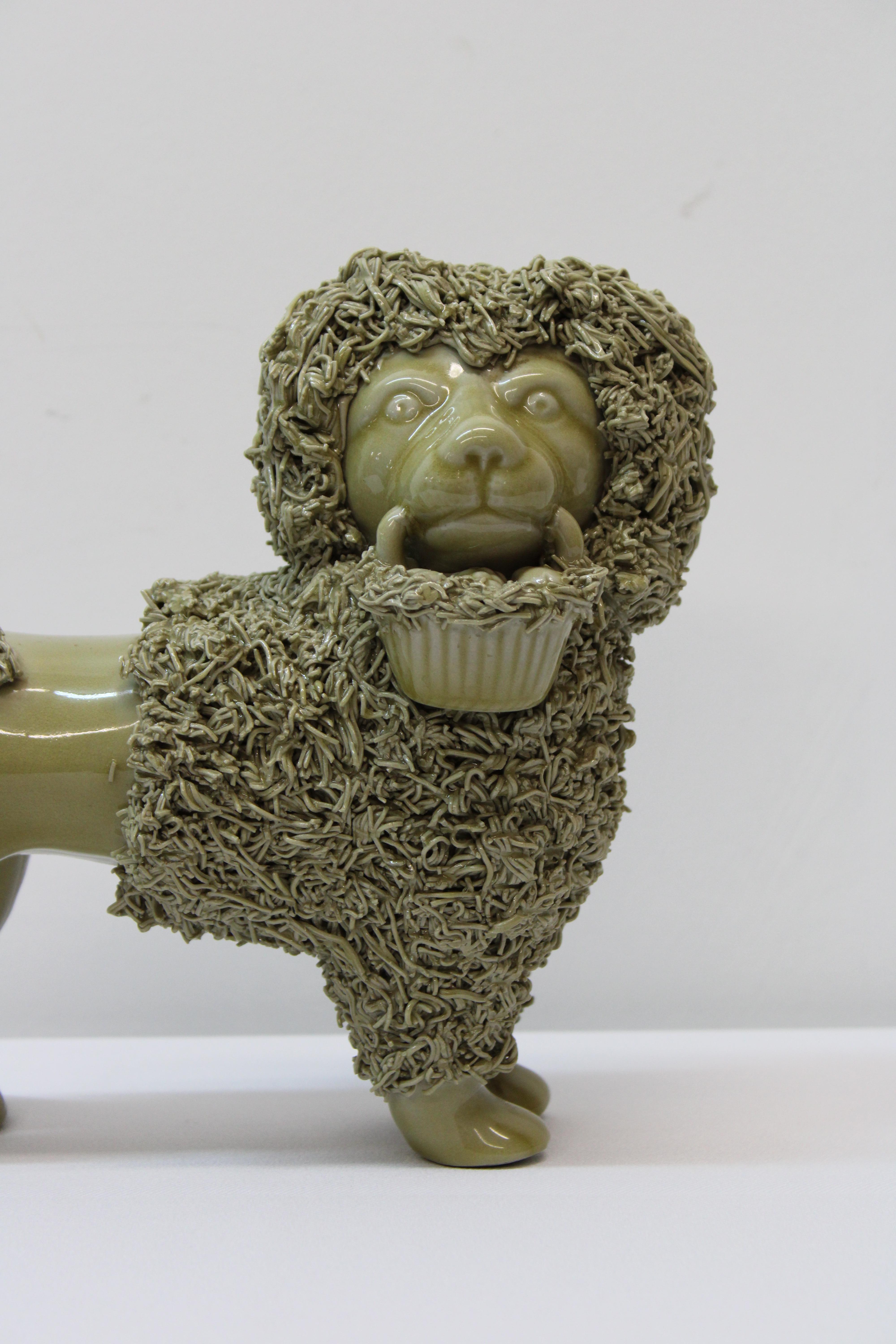 Bennington Pottery Lions w/ Spaghetti String Hair  In Good Condition For Sale In San Francisco, CA
