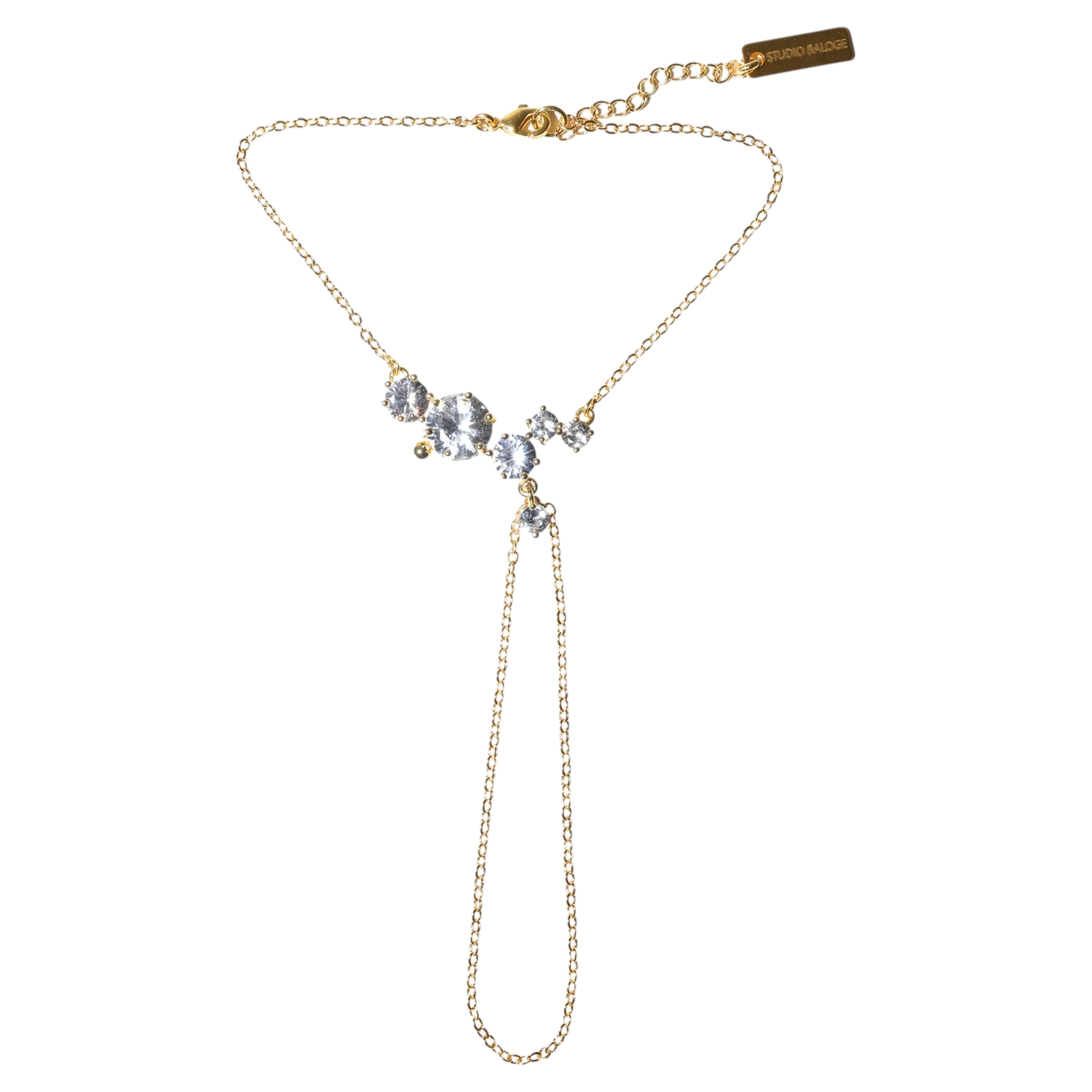 Liora Chaîne à main en or 14K avec grappe de cristal en cascade