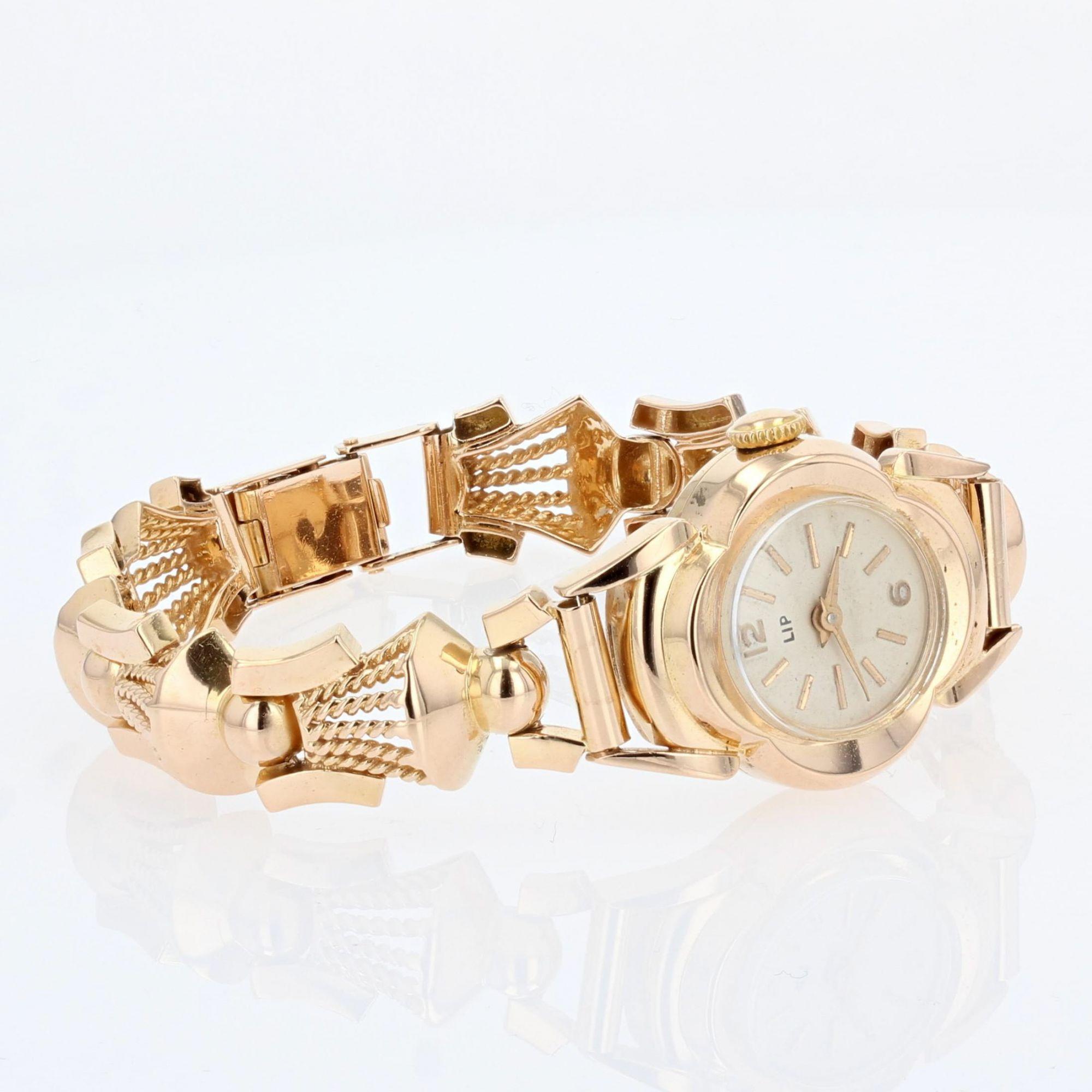 Montre rétro Lip en or jaune 18 carats pour femmes 2