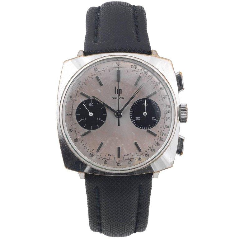 LIP Edelstahl-Chronograph-Handarmbanduhr mit verchromter Platte, 1970er Jahre für Damen oder Herren im Angebot