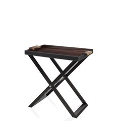 Lipari Butlers Serving Table in Wood, Leather and Corno Italiano, Mod. 4435