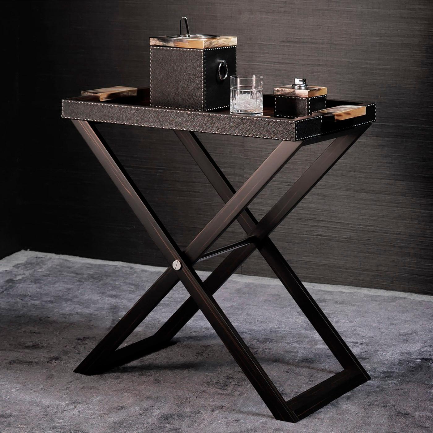 leather tray table