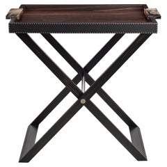Lipari Butlers Serving Table in Wood, Leather and Corno Italiano, Mod. 4435