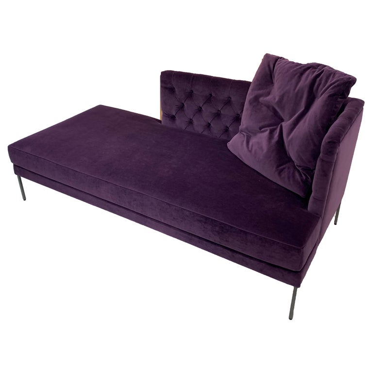 Lipp chaise in purple velvet and bronze frame by Piero Lissoni for Living Divani, 2018, offered by Minima