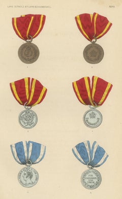 Lippe Medals for Military Merit and Bravery, Plate XLVI, Wood Engraving, 1844