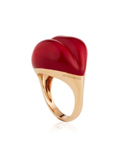 Lips 18 Karat Rose Gold and Red Enamel Ring