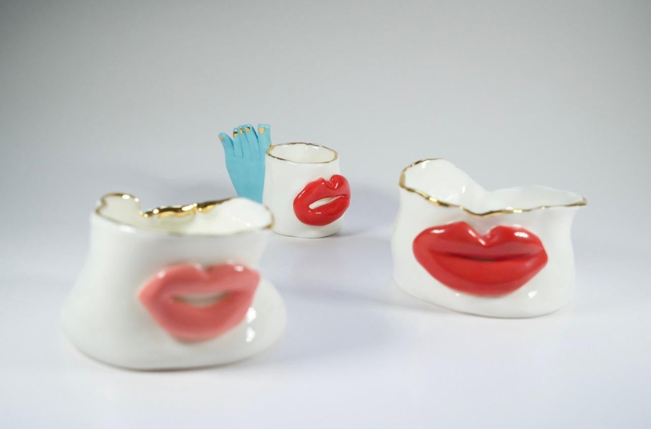 Post-Modern Lips Candle/ Candy Holders by artist - designer Hania Jneid For Sale