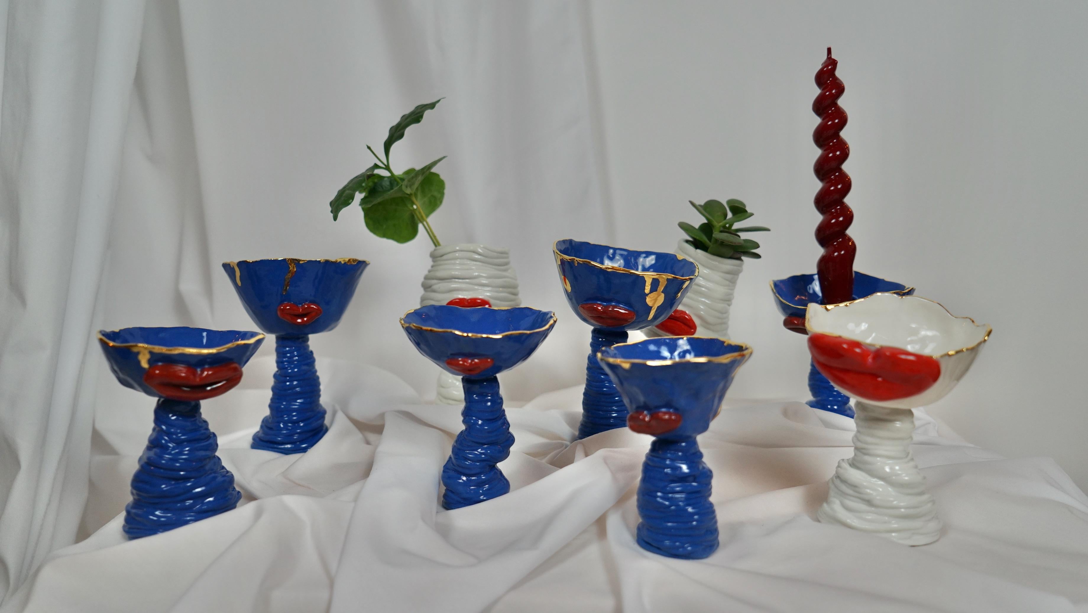 Lips Kerzenständer von der Künstlerin und Designerin Hania Jneid (Porzellan) im Angebot