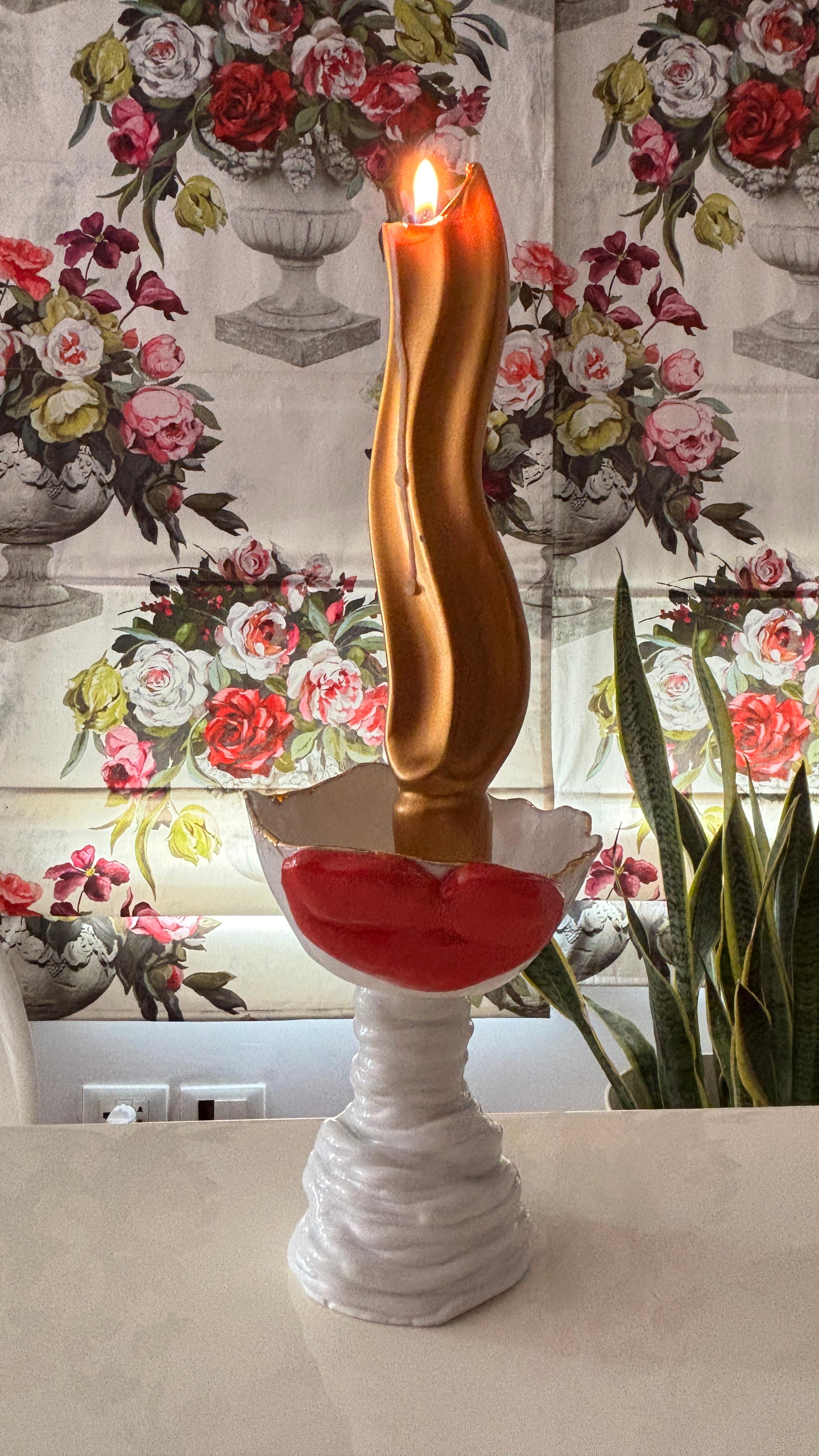 Porte-bougies Lips de la collection porcelaine blanche de Hania Jneid en vente 3