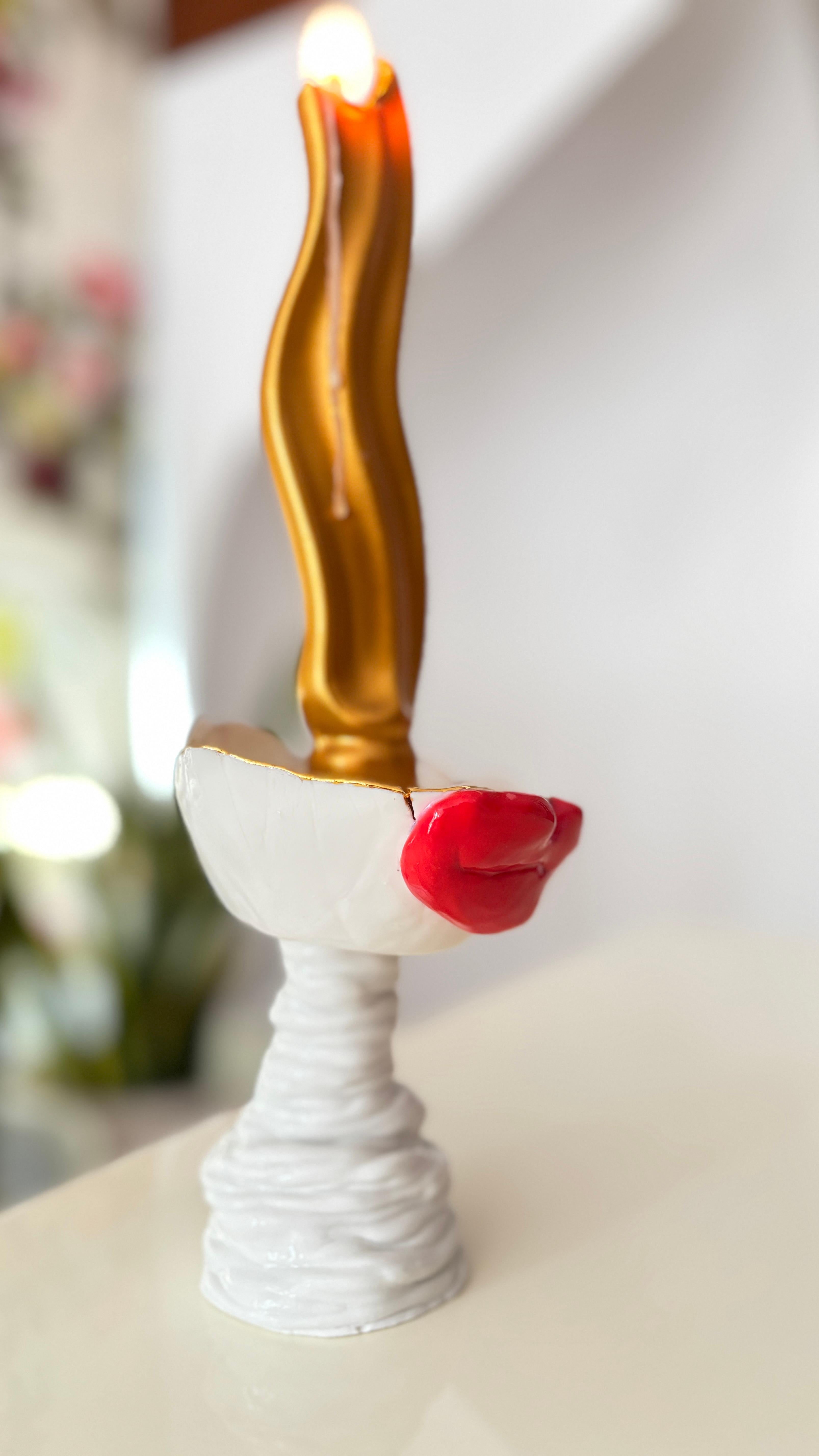 Porte-bougies Lips de la collection porcelaine blanche de Hania Jneid en vente 5