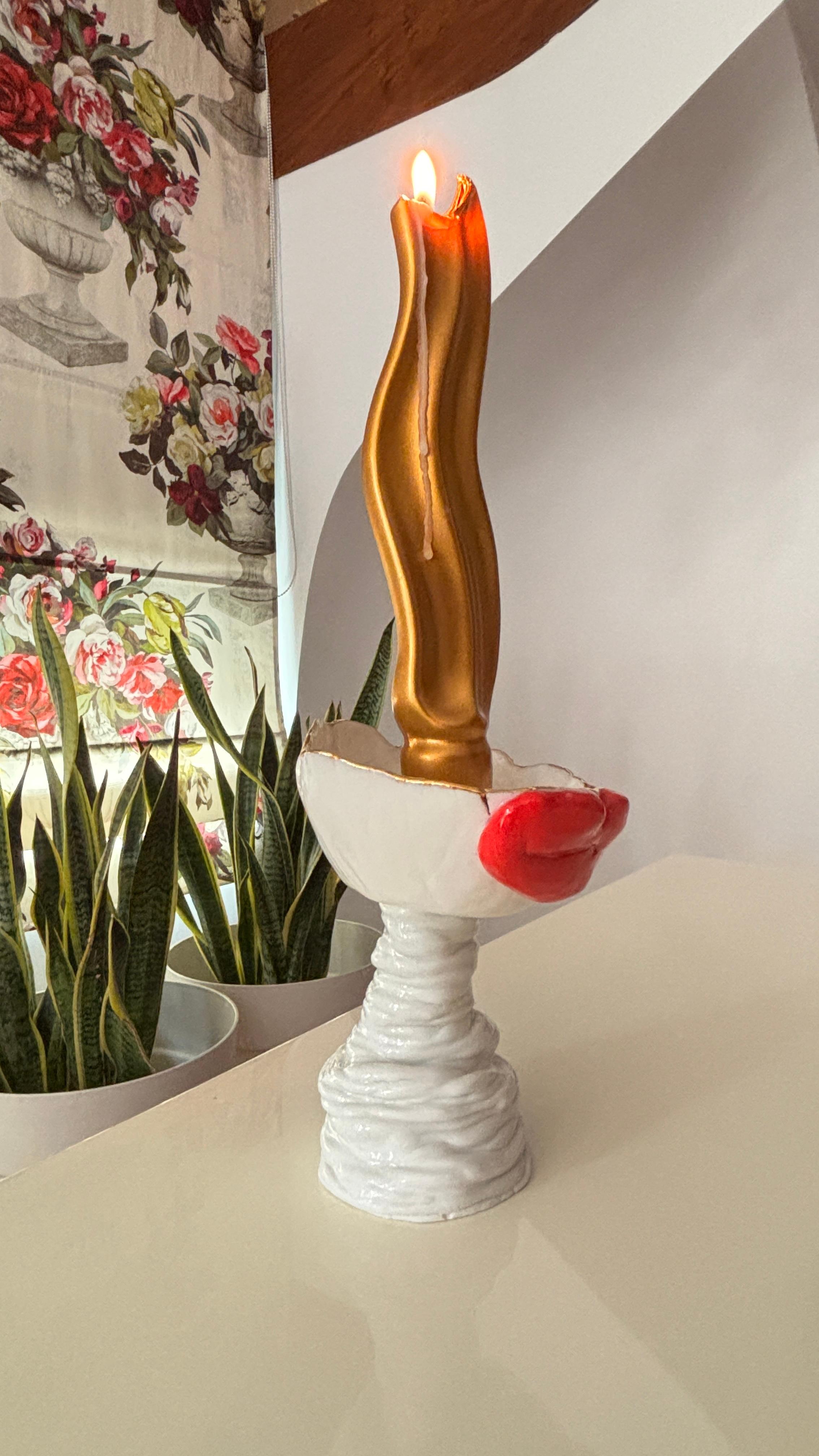 Porte-bougies Lips de la collection porcelaine blanche de Hania Jneid en vente 11