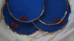 Lips Smaller Plates in Blue Porcelain by artist - designer Hania Jneid