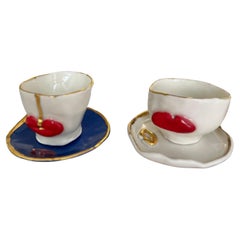 Lips Espresso Cups in White Porcelain by Hania Jneid
