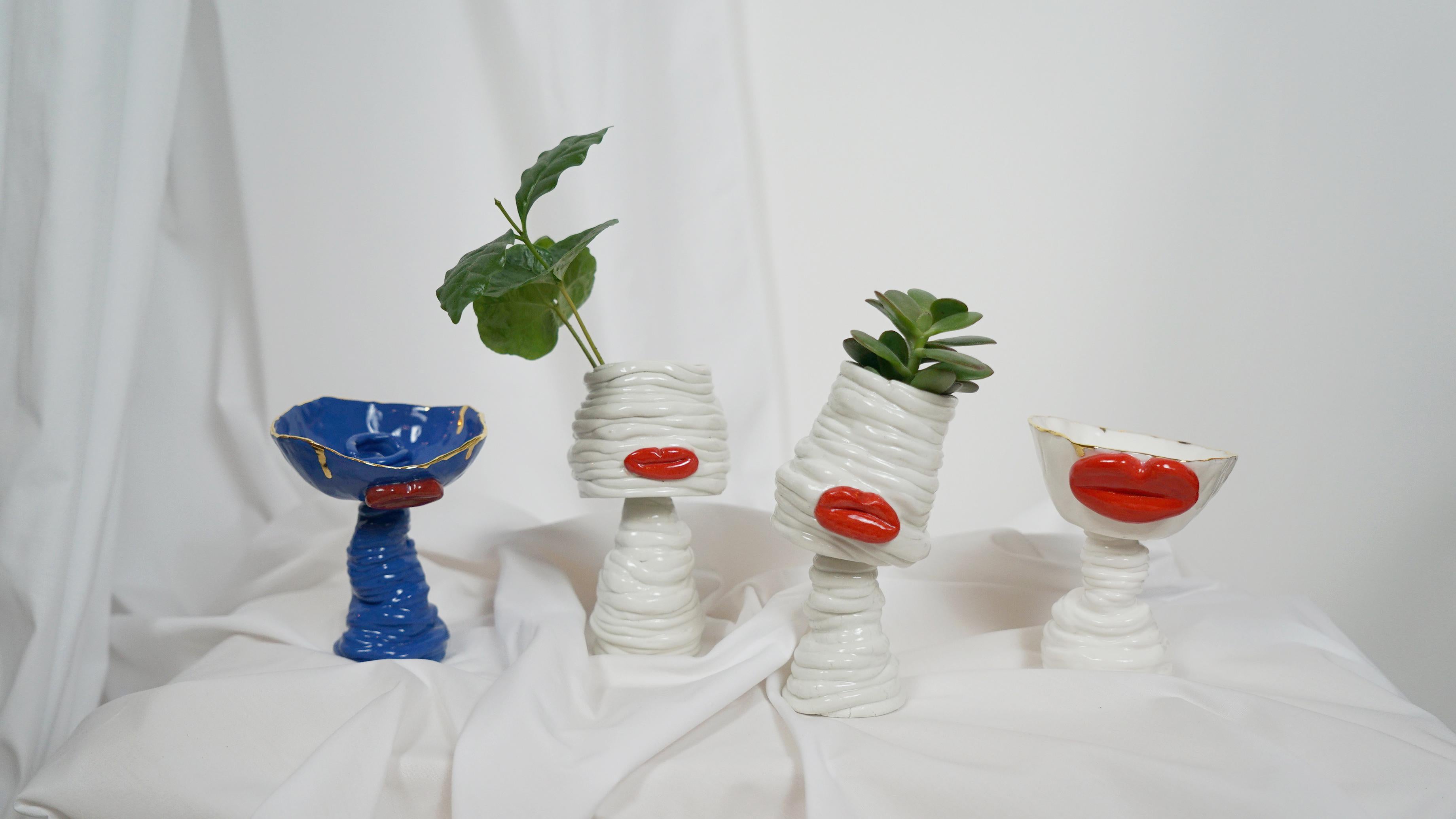 Post-Modern Lips Flower Pot Duo by artist - designer Hania Jneid  For Sale